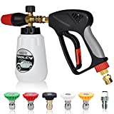 Toolcy Foam Cannon Kit with Pressure Washer Gun 5000 PSI, 5 Pressure Washer Nozzle Tips, 1/4"Quick Connector,Industrial Grade, Quick Release