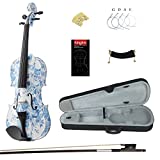 Kinglos 4/4 Elegant Colored Ebony Fitted Solid Wood Violin Kit with Case, Shoulder Rest, Bow, Manual, Extra Bridge and Strings Full Size