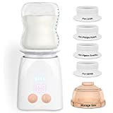 Bottle Warmer, Fast Heating Portable Bottle Warmer with 4 Adapters, Rechargeable Travel Bottle Warmer with Smart Temperature Control, Cordless Baby Bottle Warmer for Breastmilk or Formula