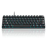 MageGee MK-Mini 60% Mechanical Gaming Keyboard, 61 Keys TKL Compact Gaming Keyboard with Blue Switches, Portable Blue LED Backlit USB Type-C Wired Office Keyboard for PC Laptop Computer, Black