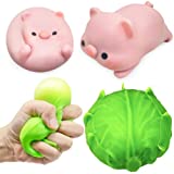 Sensory Stress Balls for Kids Cute Cabbage Stress Relief Balls Squishies Toy Pig Stretchy Ball Fidget Toy for Adults,Anxiety Relief Improve Focus,Autism and ADHD