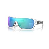 Oakley Men's OO9307 Turbine Rotor Rectangular Sunglasses, Polished Clear/Prizm Sapphire, 32 mm