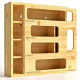 NIKUY Ziplock Bag Storage Organizer for Kitchen Drawer, Bamboo Baggie Organizer, Compatible with Ziploc, Solimo, Glad, Hefty for Gallon, Quart, Sandwich and Snack Variety Size Bag (1 Box 5 Slots)