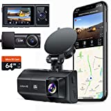 3 Channel 4K Dash Cam for Cars, 4K+2.5K Front and Rear Cabin, 1440P+1440P+1080P Triple Car Camera,Included 64GB Card, with GPS and WiFi Wireless , IPS Screen,24 Hour Parking Mode, APP,Night Vision,WDR