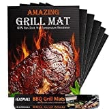 HEADMALL Grill Mat 6 Pcs, 100% Non-Stick BBQ Mats, Easy to Clean, for Barbecue Grilling & Baking, Electric Grill Gas Charcoal BBQ - 15.75 x 13 inch