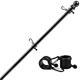 6FT Flag Pole Kit,Stainless Steel Heavy Duty Black American US Flagpole, Rustproof for Outdoor Garden Roof Walls Yard (Without Bracket)