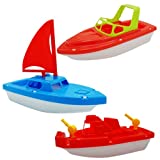 Toy Boat Bath Toys for Kids & Toddlers 3 Pcs Floating Toy Boats for Bathtub, Kids Pool Toys, Beach Toys by 4E's Novelty