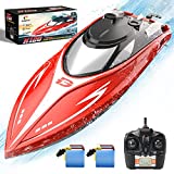 DEERC H120 RC Boat 20+ MPH, Fast Remote Control Boats for Pools and Lakes, 2.4 GHz Racing Boats for Kids & Adults with 2 Rechargeable Battery,Low Battery Alarm,Capsize Recovery,Gifts for Boys Girls