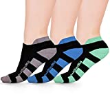 Go2 Running Socks | Athletic Low Show Ankle Socks for Men and Women (3PkBlackGreyBlueGreen, M)