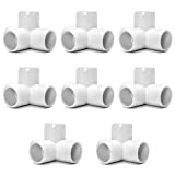 QWORK 4 Way 1 1/4" Tee PVC Fitting Elbow,8 Pack PVC Fitting Connector,Furniture Grade, for Building Furniture and PVC Structures, White
