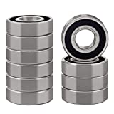XiKe 10 Pcs 6202-2RS Double Rubber Seal Bearings 15x35x11mm, Pre-Lubricated and Stable Performance and Cost Effective, Deep Groove Ball Bearings.
