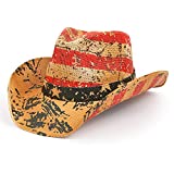 TOVOSO American Flag Cowboy Cowgirl Hat with Shape-It Brim for Men or Women, Vintage Abstract Banner