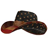 Armycrew Vintage American Flag Western Paper Straw Cowboy Cowgirl Hat - USA