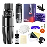 Mast Tattoo Wireless Pen Machine Kit Rotary Short Tattoo Pen Kits 50pcs Pro Cartridges Needles Inks Battery Power Supply 36DC (Grey)