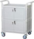 JaboEquip Large Heavy Duty Lockable Medical Cart 3 Shelf Hospital Cart Overall Size L34.43xD19.69 inch, JBG-3D2, Off-White (Light Grey) Color