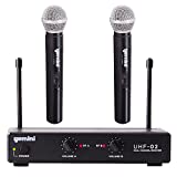 Gemini Sound UHF-02M Professional Audio DJ Equipment Superior Single Channel Dual 2 Wireless Handheld Microphones Receiver System with 150ft Operating Range (Frequency - S12 517.6+521.5)