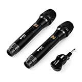 Gemini Sound GMU-M200 Pro Plug & Play Wireless Rechargeable UHF Handheld Microphone with Cordless Self Powered 1/4 Inch Jack Receiver for Mixer or PA Speaker - Karaoke and Live Performance - Set of 2