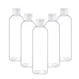 TRENDBOX 8oz/250ml Clear Bottles with Flip Cap Lid BPA-Free Travel Containers For Shampoos,Lotions and Massage Oils - 5 Pack