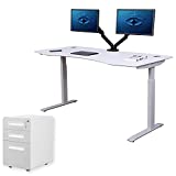 ApexDesk AXB6030-WHT Elite Series Electric Height Adjustable Standing Desk, White White Cabinet