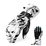 Ski Gloves, Waterproof Snow Gloves -30 Winter Gloves for Cold Weather Touchscreen Snowboard Gloves Warm for Men Women (White, Large)