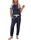 AUTOMET Lounge Set Jogger Sets 2 piece Active Wear Outfits Short Sleeve Loungewear and Sweatpants Tracksuit