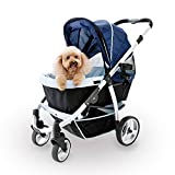 Double Dog Strollers for Large Dogs up to 77 Ibs, Aluminum Frame, 4-Wheel with Suspension