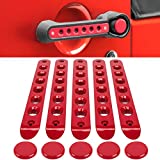 Grab Handle Inserts Cover+Push Button Knobs Cover Trim for Jeep Wrangler JK JKU Sahara Rubicon Unlimited 2007-2018 Exterior Door Handle Decoration Accessories Aluminum (Red)