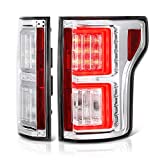 VIPMOTOZ Premium OLED Tube LED Tail Lights Compatible With 2018-2020 Ford F150 Pickup Truck Chrome Housing Clear Lens Driver & Passenger Side Pair Set Brake Lamps Assembly Replacement