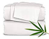 PURE BAMBOO Sheets Full Size Bed Sheets 4 Piece Set, Genuine 100% Organic Bamboo, Luxuriously Soft & Cooling, Double Stitching, 16 Inch Deep Pockets, Lifetime Quality Promise (Full, White)
