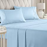 Full Size Sheet Set - 4 Piece - Hotel Luxury Bed Sheets - Extra Soft - Deep Pockets - Easy Fit - Breathable & Cooling - Wrinkle Free - Comfy  Light Blue Bed Sheets Baby Blue Fulls  4 PC