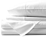 500 Thread Count 100% Cotton Sheet White Full Sheets Set, 4-Piece Long-Staple Combed Pure Cotton Best Sheets for Bed, Breathable, Soft & Silky Sateen Weave Fits Mattress Upto 18'' Deep Pocket
