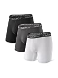 DAVID ARCHY Mens Underwear Solid Quick Dry Boxer Briefs Active Performance Sports Waistband Ultra Soft Breathable Underwear in 3 Pack No Fly (M, Black/Dark Gray/Light Gray - Solid No Fly)