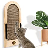 FURHOME COLLECTIVE Cat Scratcher Wall Mounted Cat Scratching Post Extra Large - Wall Floor or Window Mount Cat Wall Furniture - Catnip Ball and Self Groomer Brushes, Cat Scratch Pad for Indoor Cats