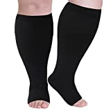 Plus Size Compression Socks Wide Calf Compression Socks for Women Men Medias de Compresion para Mujer Circulation Support 20-30 mmHg Knee High Medical Pro Toeless Open Toe Compression Socks Women Men