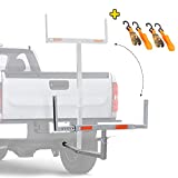 Mockins 2-in-1 Design 750lb Cap. Truck Bed Extender Hitch Mount & Ratchet Straps | Heavy Duty Steel Truck Bed Extenders | Bed Extenders for Trucks, SUV, Vans |for Ladder, Canoe, Kayak, Pipes, Lumber