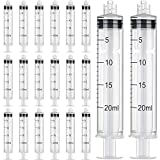 20 Pack Syringe Luer Lock, Syringe Without Needle, Plastic Curved Syringes for Epoxy Resin, Craft, Scientific Labs, Feeding Pets Animals, Oil or Glue Applicator (20 ML)