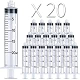 20ml Luer Lock Syringe 20-Pack Plastic 20ml Syringes with Luer Lock Tip, Individually Sterile Sealed, No Needle (20ML, 20.00)