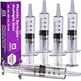 5 Pack Syringe Without Needle - Small Syringes for Liquid - 20cc/60cc Syringe Individually Sealed with Measurement & Cap, for Scientific Labs, Measuring Liquids, Feeding Pets, DIY Lip Gloss (60ml, 5)