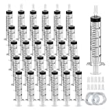 30Pack 20ml Plastic Syringe Sterile Individual Wrap with Tip Cap&Soft Tube, Measurement and Dispensing Syringe Tools for Science Labs,Liquid Measuring,Feeding Pets,Oil or Glue Applicator (20ml, 30)