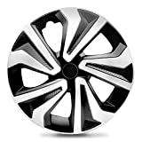 QUALITYFIND 15 inch Hubcaps Universal-Modish Carbon Black/Silver Wheel Cover (Set of 4) | Fits Toyota Corolla Volkswagen Chevy Chevrolet Honda Mazda Dodge Ford and others