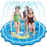 Mademax Upgraded 79" Splash Pad, Sprinkler & Splash Play Mat, Inflatable Summer Outdoor Sprinkler Pad Water Toys Fun for Children, Infants, Toddlers, Boys, Girls and Kids
