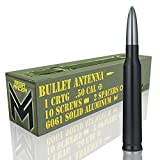 Mega Racer Black with Gunmetal Tip 50 Cal Bullet Style Antenna for Trucks, Cars and SUVs - 5.5 Inch Universal Fit, AM/FM Radio, 6061 Solid Aluminum, Anti-Theft Design, Car Wash Safe, 1 Piece