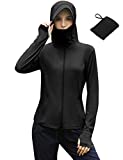 Women Sun Protection Hoodie Jackets Full Zip Lightweight Packbable UV Shirts for Running Cycling Walking