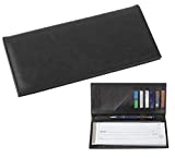 2FOLD Business Size and Travelers Check Large Checkbook Cover for Side and Top Tear Checks - Synthetic Leather Feel Check Book Cover with Built in Duplicate Check Sleeve and Pockets - Black