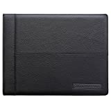 Leather 7 Ring Business Checkbook Binder 2 Inch Wide - 3 on a Page - 600 Checks Capacity - Pockets for Cards & Notepads - Leather Portfolio - Professional Quality Design by David Nathan (Black)