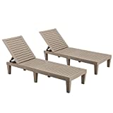 JUMMICO Patio Chaise Lounge Chair Set of 2 Outdoor PE Waterproof Adjustable Easy Assembly Lounge Chairs for Outside Pool Garden Deck Beach