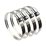 EesTeck 4" (Diameter) Adjustable 304 Stainless Steel Duct Clamps Hose Clamp Pipe Clamp Air Ducting Clamp Worm Drive Hose Clamps (4Pcs)