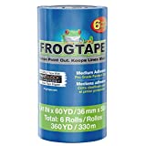 FROGTAPE 242750 Pro Painter's Tape with PAINTBLOCK, 1. 41-Inch x 60-Yards, Blue, 6 Rolls