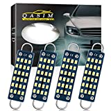 QasimLed 44MM 1.73" Car Rigid Loop Festoon Led Bulb 2016 Chip Extremely Bright 211-2 212-2 561 578 Reading Dome Lamps Cargo/Trunk Lights AC/DC 12V White,Pack of 4