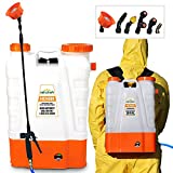 PetraTools 4 Gallon Battery Powered Backpack Sprayer (HD4000)  Extended Spray Time Long-Life Battery - New HD Wand Included, Wide Mouth Lid, Multiple Nozzles & Battery Included